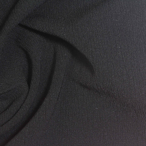 Polyester Stretch Crepe Fabric, 215 gsm, 155 cm — Black