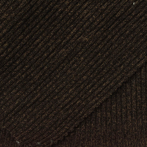 Dark Brown Marl Rib Knit, Polyester, 300 gsm, 137 cm