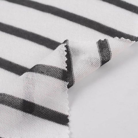 Dark Grey Vertical-Stripe Knit, Polyester, 140 gsm