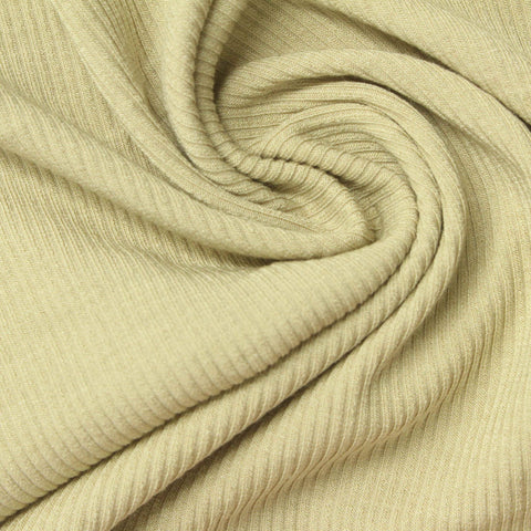 Viscose Acrylic Stretch Rib Knit Fabric, 226 gsm, 165 cm — Khaki