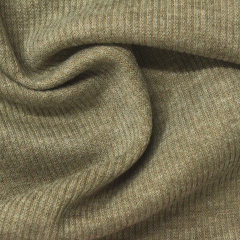 Khaki Marl Rib Knit, Poly-Viscose