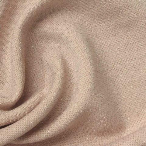 Polyester Metallic Stretch Interlock Knit Fabric, 268 gsm, 170 cm — Beige