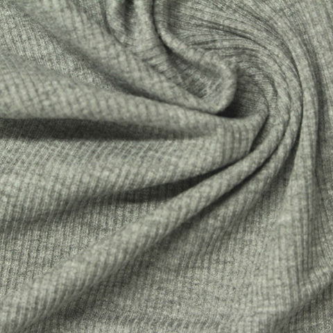 Heather Grey Marl Rib Knit, Viscose, 230 gsm, 145 cm