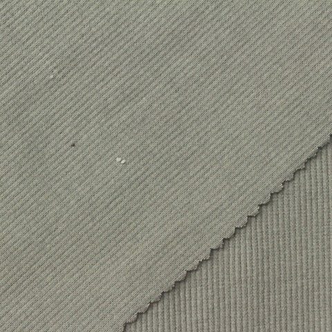 Grey Ribbed Rib Knit, Cotton-Poly