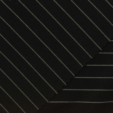 Black Pinstripe Ponte Knit, Nylon-Viscose