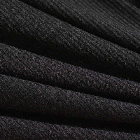 Heather Polyester Viscose Stretch Rib Knit Fabric, 200 gsm, 160 cm — Black