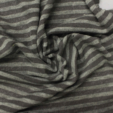 Dark Grey Horizontal-Stripe Knit, Viscose-Poly, 130 gsm, 195 cm