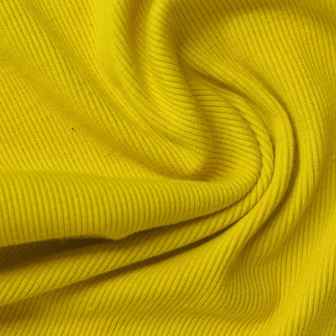 Yellow Ribbed Rib Knit, Poly-Cotton