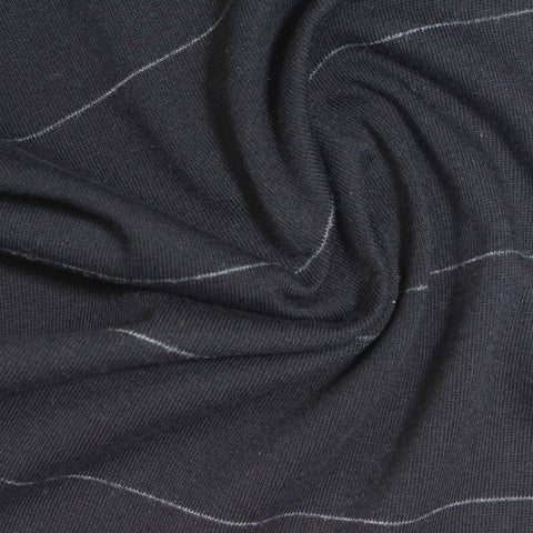 White Horizontal-Stripe Jersey Knit, Cotton, 200 gsm