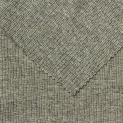 Heathered Grey Marl Rib Knit, Polyester, 280 gsm