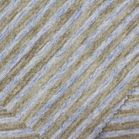 Light Blue Horizontal-Stripe Chunky Knit, Poly-Viscose
