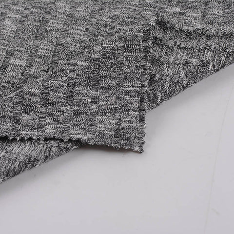 Black Marl Rib Knit, Viscose-Poly, 268 gsm