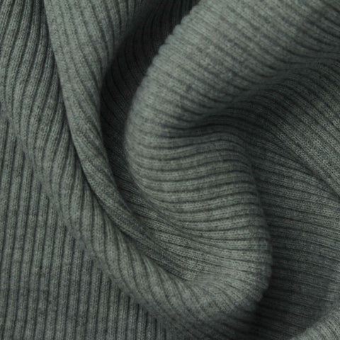 Grey-Green Heather Rib Knit, Polyester, 650 gsm