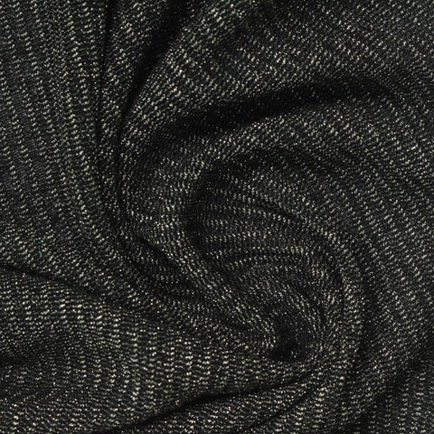 Dark Grey Marl Rib Knit, Viscose-Metallic