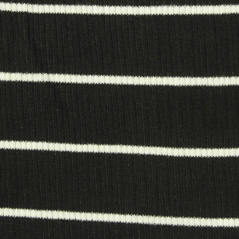 Black Diagonal-Stripe Rib Knit, Viscose, 230 gsm