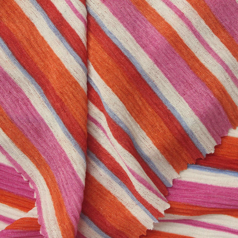 Multicolor Horizontal-Stripe Plissé, Polyester