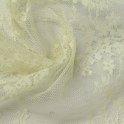 Cream Floral Lace, Polyester, 70 gsm