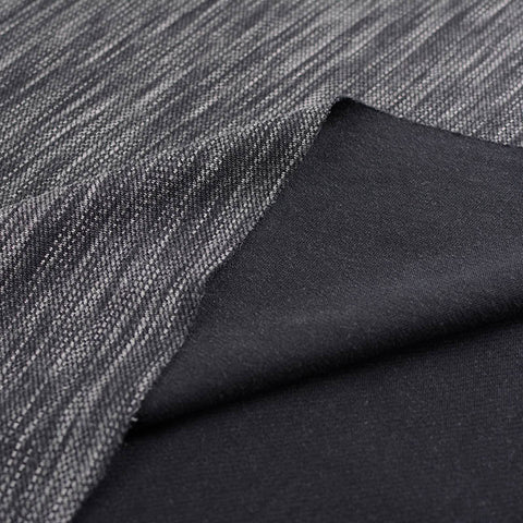 Black Vertical-Stripe Interlock Knit, Polyester, 360 gsm