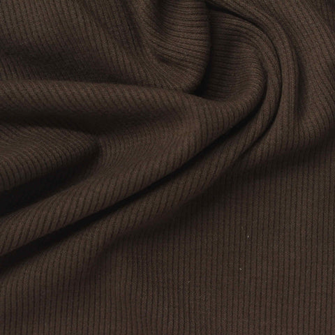 Dark Brown Ribbed Rib Knit, Poly-Cotton