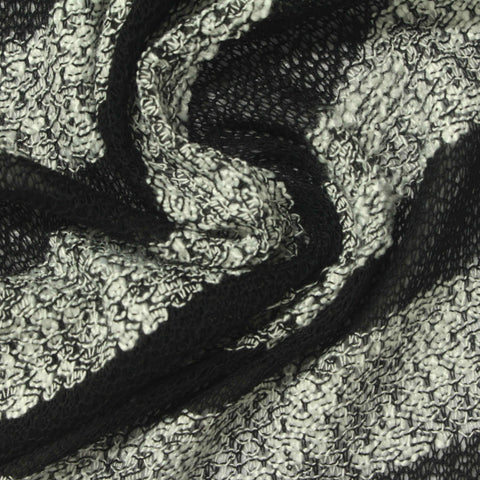 Black Stripes Chunky Knit, Poly-Viscose, 150 gsm