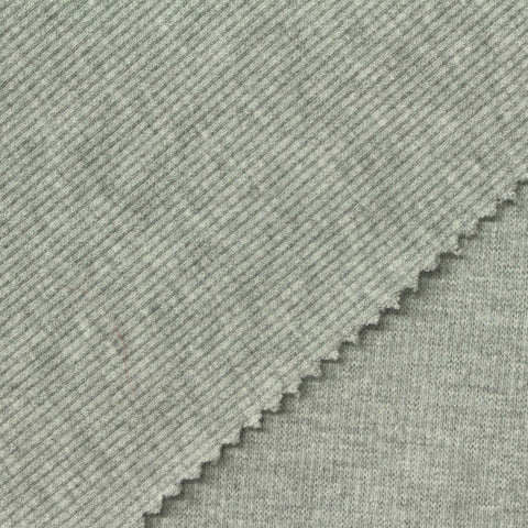 Light Grey Marl Rib Knit, Cotton-Poly, 350 gsm