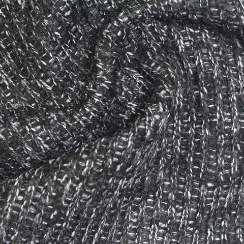 Dark Grey Marl Rib Knit, Polyester, 470 gsm