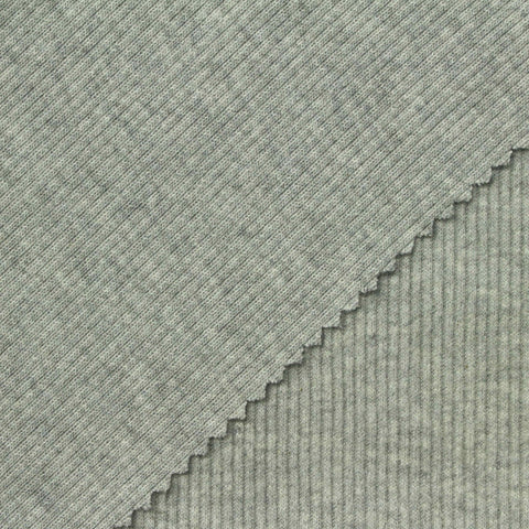 Grey Marl Rib Knit, Cotton-Poly, 230 gsm