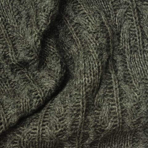 Jacquard Acrylic Polyester Blend Chunky Knit Fabric, 471 gsm, 140 cm — Green
