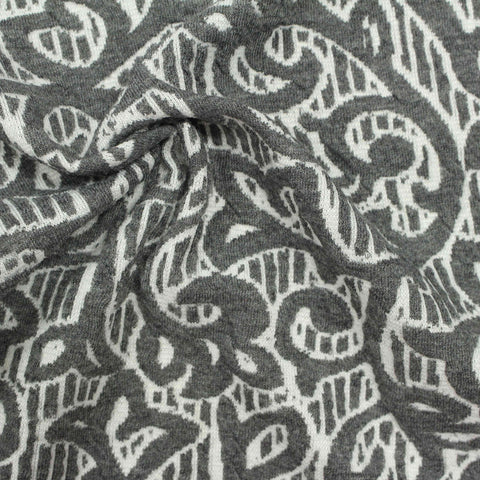 Jacquard Polyester Stretch Interlock Knit Fabric, 266 gsm, 150 cm — Grey