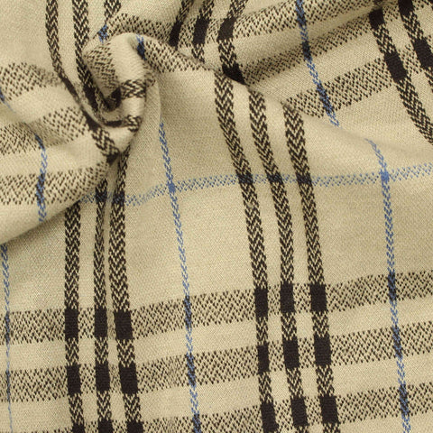 Dark Brown Bold-Plaid Jacquard, Poly-Viscose