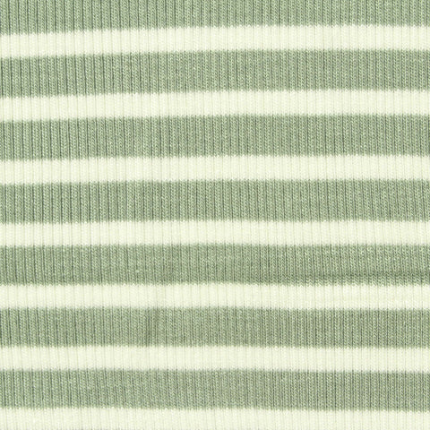 Light Green Stripes Rib Knit, Viscose