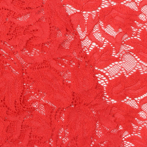 Red Floral Lace, Nylon, 124 gsm