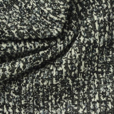 Jacquard Polyester Cotton Stretch Interlock Knit Fabric, 236 gsm, 148 cm — Black