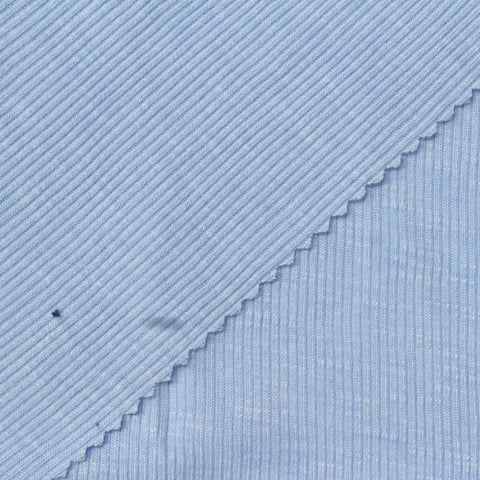 Slub Polyester Viscose Rib Knit Fabric, 205 gsm, 160 cm — Blue