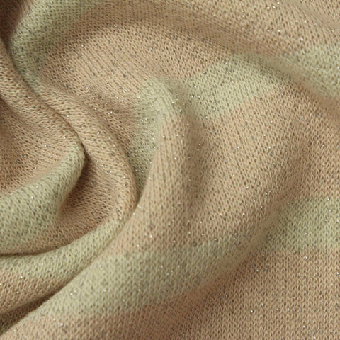 Light Beige Horizontal-Stripe French Terry, Cotton-Poly, 230 gsm