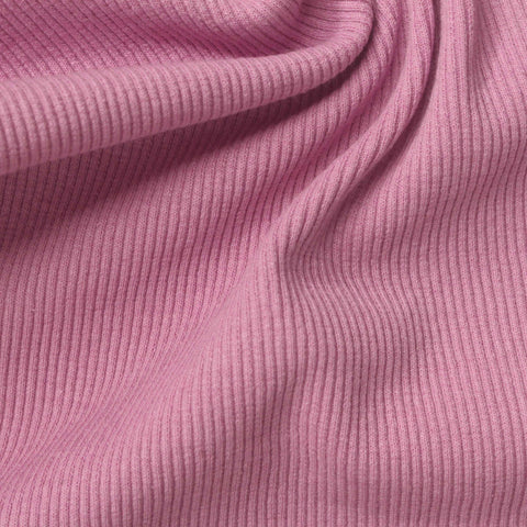 Dusty Pink Ribbed Rib Knit, Poly-Cotton