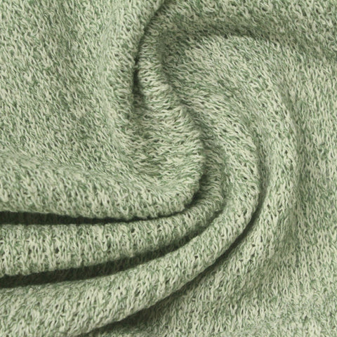Light Green Marl Rib Knit, Cotton-Poly, 300 gsm