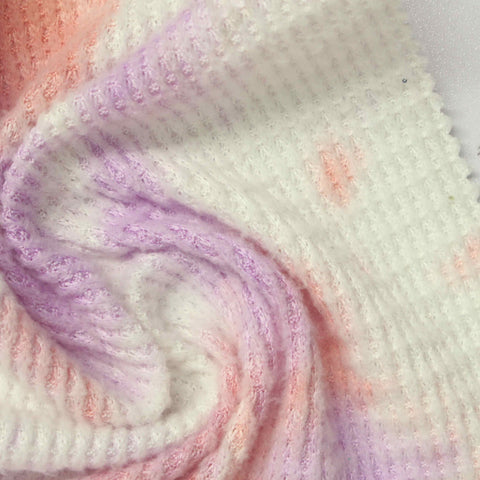 Purple Abstract Waffle Knit, Polyester