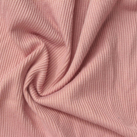 Brushed Polyester Stretch Rib Knit Fabric, 197 gsm, 144 cm — Pink