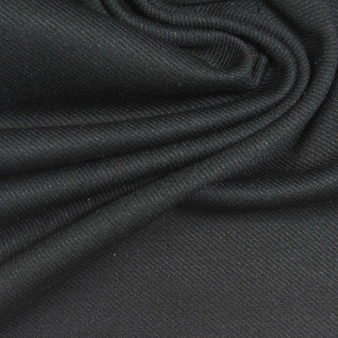 Viscose Nylon Stretch Interlock Knit Fabric, 310 gsm, 160 cm — Black