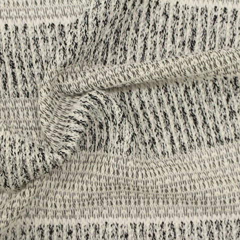 Black Horizontal-Stripe Chunky Knit, Poly-Viscose, 230 gsm, 160 cm