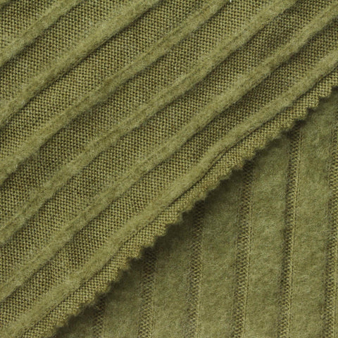 Polyester Viscose Stretch Rib Knit Fabric, 220 gsm, 156 cm — Green