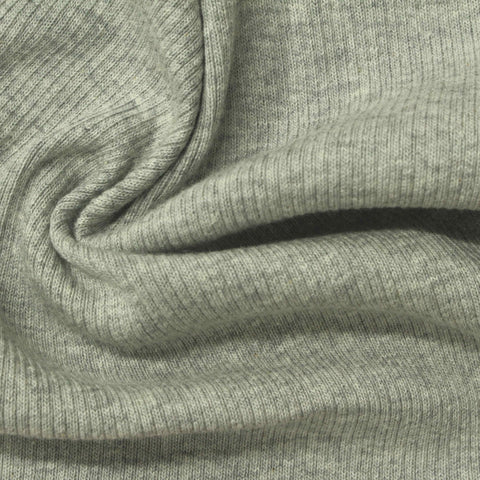 Heathered Grey Marl Rib Knit, Cotton, 273 gsm