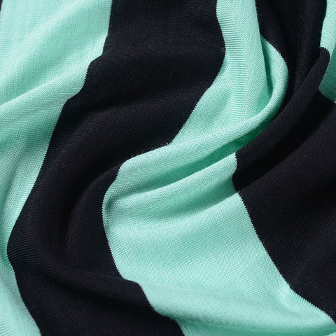 Black Horizontal-Stripe Jersey Knit, Viscose, 152 gsm