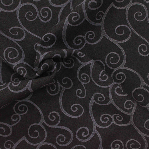 Dark Grey Scroll Jacquard, Poly-Viscose