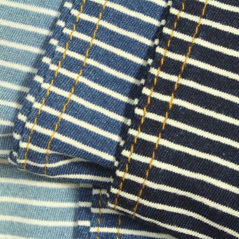 White Horizontal-Stripe Jersey Knit, 180 gsm