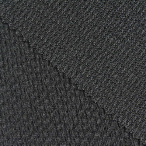 Polyester Stretch Rib Knit Fabric, 465 gsm, 130 cm — Grey