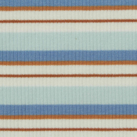 White Horizontal-Stripe Rib Knit, Poly-Viscose, 257 gsm