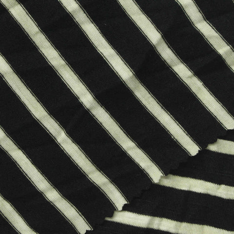 Black Horizontal-Stripe Jersey Knit, Poly-Viscose, 180 gsm, 160 cm, ref EF-272779