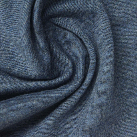 Blue Marl Scuba Knit, Poly-Cotton, 220 gsm